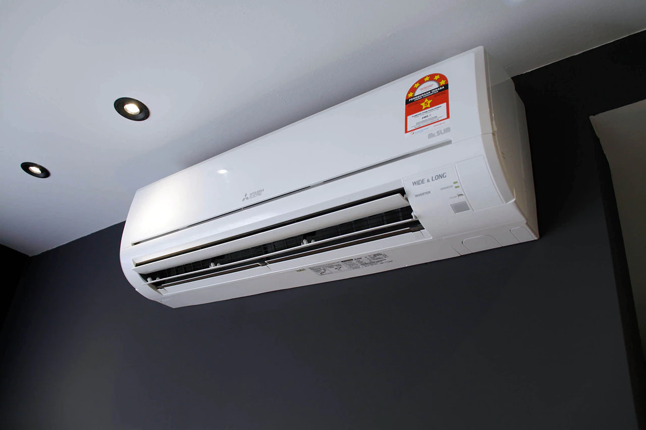 mitsubishi air conditioner on a wall